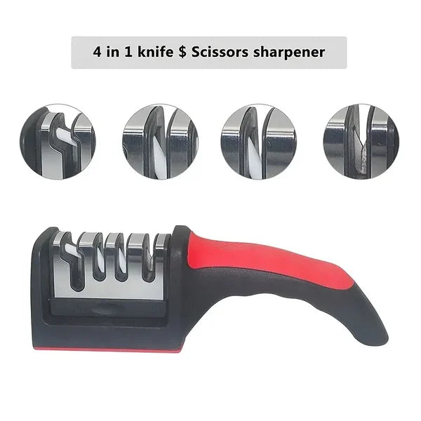 Professional 4-Stage Knife Sharpener: Sharpen Your Knives with Tungsten, Diamond & Ceramic Stones!