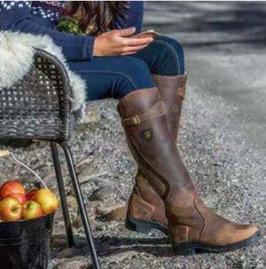 Women's Waterproof High Heel Leather Boots