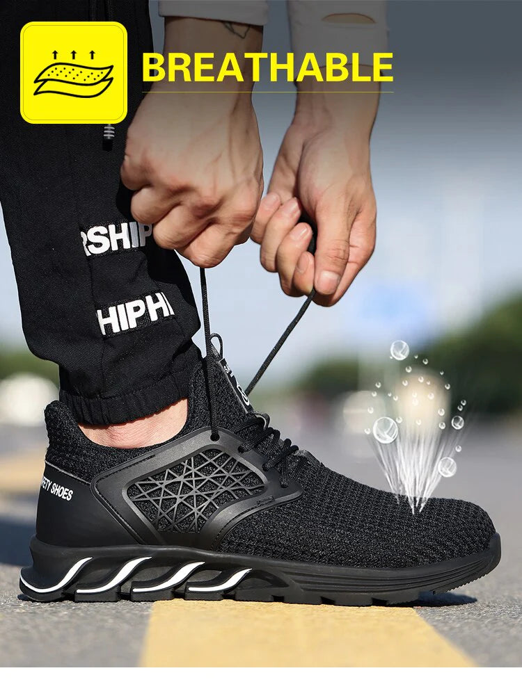 2023 Men's Steel Toe Safety Shoes, Puncture Proof Anti-skid Indestructible Work Shoes