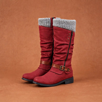 HOT SALE 45% OFF🔥Women’s Leather Flat Heel Wide Mid-Calf Zipper Boots