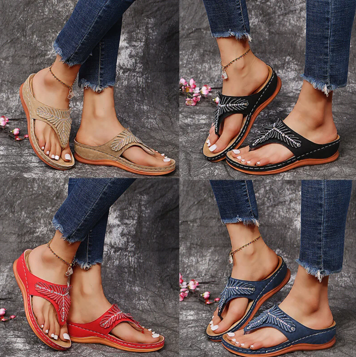 🔥On This Week Sale OFF 70%🔥2023 Women Casual Sandals, Crystal Rome Fashion Clip Toe Slippers