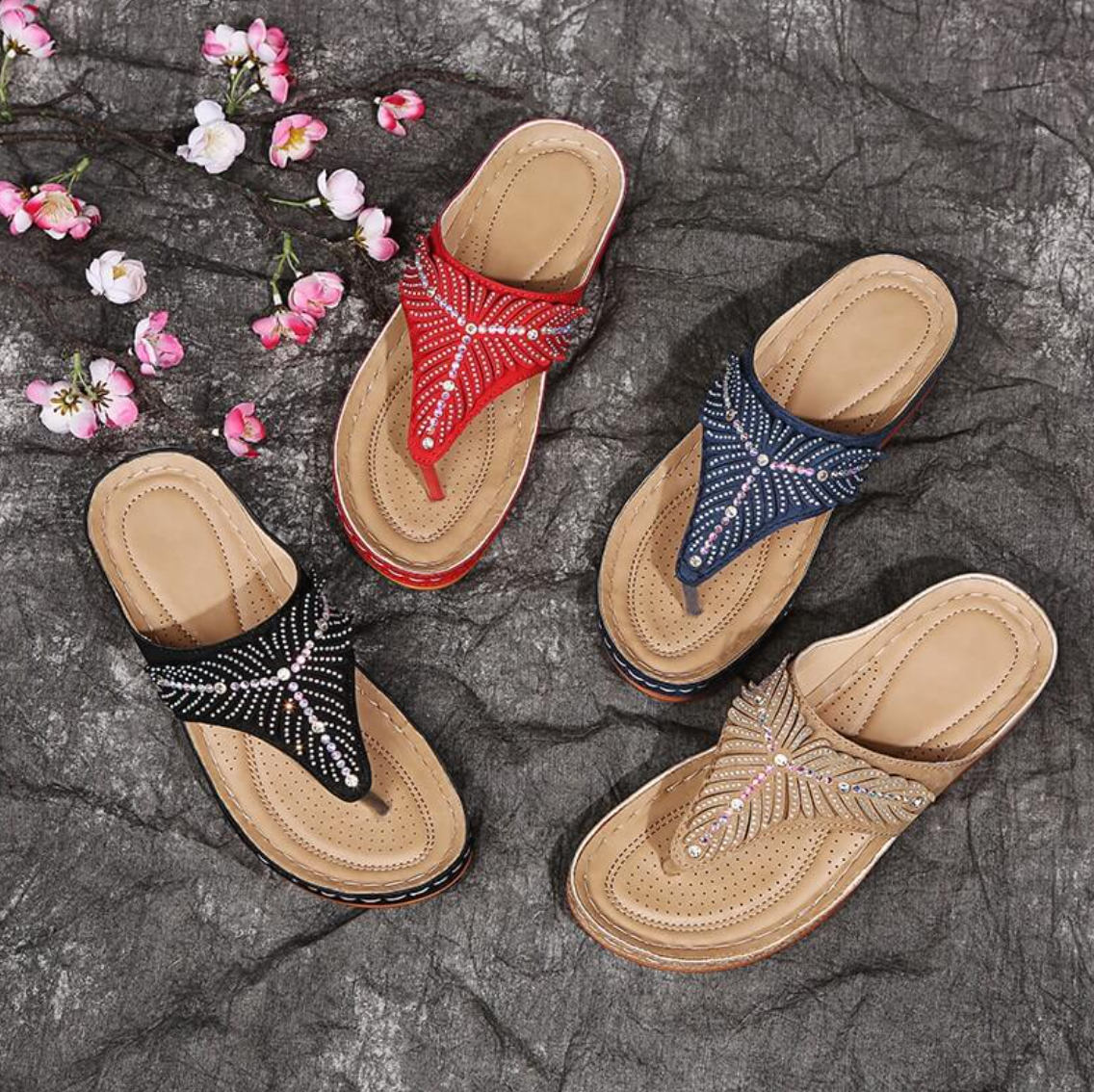 🔥On This Week Sale OFF 70%🔥2023 Women Casual Sandals, Crystal Rome Fashion Clip Toe Slippers